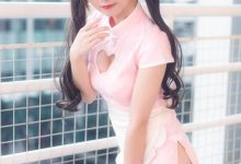 粉色旗袍美女爆乳事业线性感美女cos图片-爱图屋