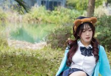 丝恋摄影 NO.014 小梦-蓝色开衫 jk短裙 肉色丝袜 白色帆布鞋[203P+1V／3.78GB]-爱图屋