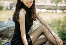 SIW斯文传媒 007 黑色高领无袖修身绸面连身衣裙 - 蓉儿 [61P-163M]-爱图屋