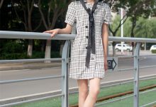 SIW斯文传媒 014 法式黑白方格翻领小清新裙 - 丽莉 [58P-121M]-爱图屋
