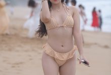 都市丽人粉色条纹比基尼女孩  [视频+套图/17.7G]-爱图屋