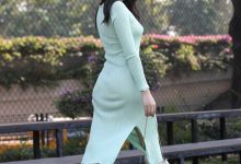 都市丽人 芝芝性感浅绿色包臀裙 [视频+套图]-爱图屋