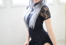 性感cos美女黑色蕾丝旗袍性感美腿诱惑写真-爱图屋