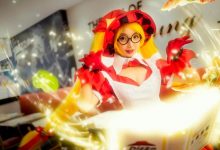 爆乳萝莉cos王者荣耀安琪拉喷血福利写真-爱图屋