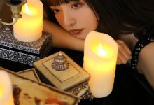 圆脸美女暗黑系美女艺术照片-爱图屋