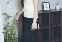 丝韵摄影 NO.3387 阿娇 御姐风黑色小飞袖包臀连衣裙-爱图屋