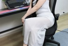 丝韵摄影 NO.3396 晨晨 御姐风黑色网纱拼接v领包臀开叉长裙-爱图屋