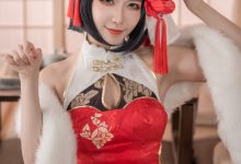 源纱希喵喵喵 – NO.039 柴郡红色旗袍-爱图屋